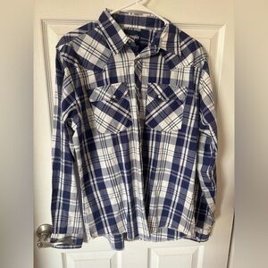 Wrangler Blue and White Plaid‎ Shirt
